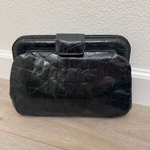 Furla Vintage Y2K Crocodile Green Leather Bag Authentic